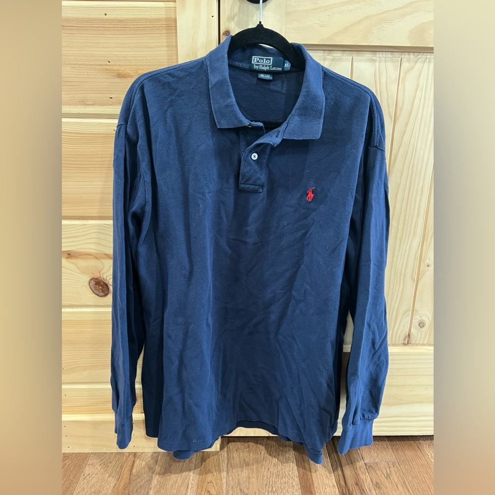 Polo by Ralph Lauren Long Sleeve Button Front Rugby Shirt Men's XL Navy Blue
